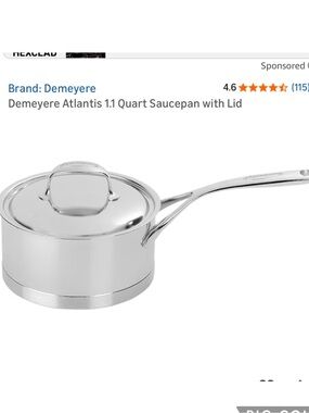 Demeyere Atlantis 1.1 Quart Saucepan with Lid, Made in Belgium
